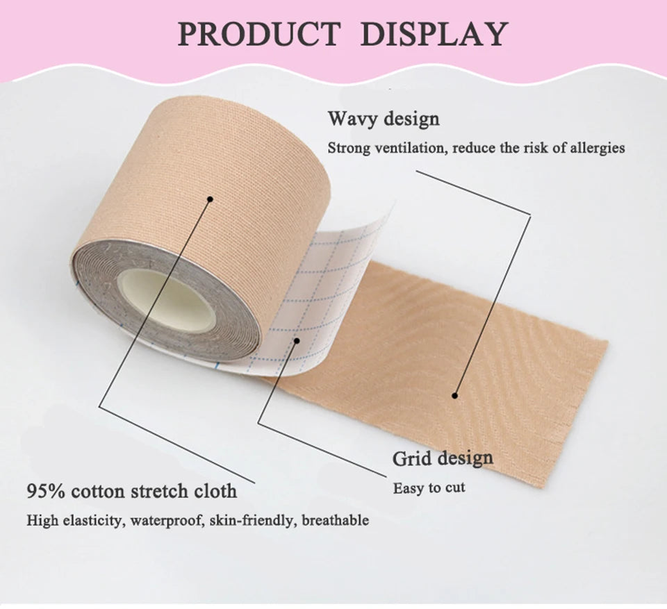 Boobtape for Breast Lift with Petals Sticky Adhesive Bra Tape Push Up Boobytape for Large Breasts Invisible Nipple Covers