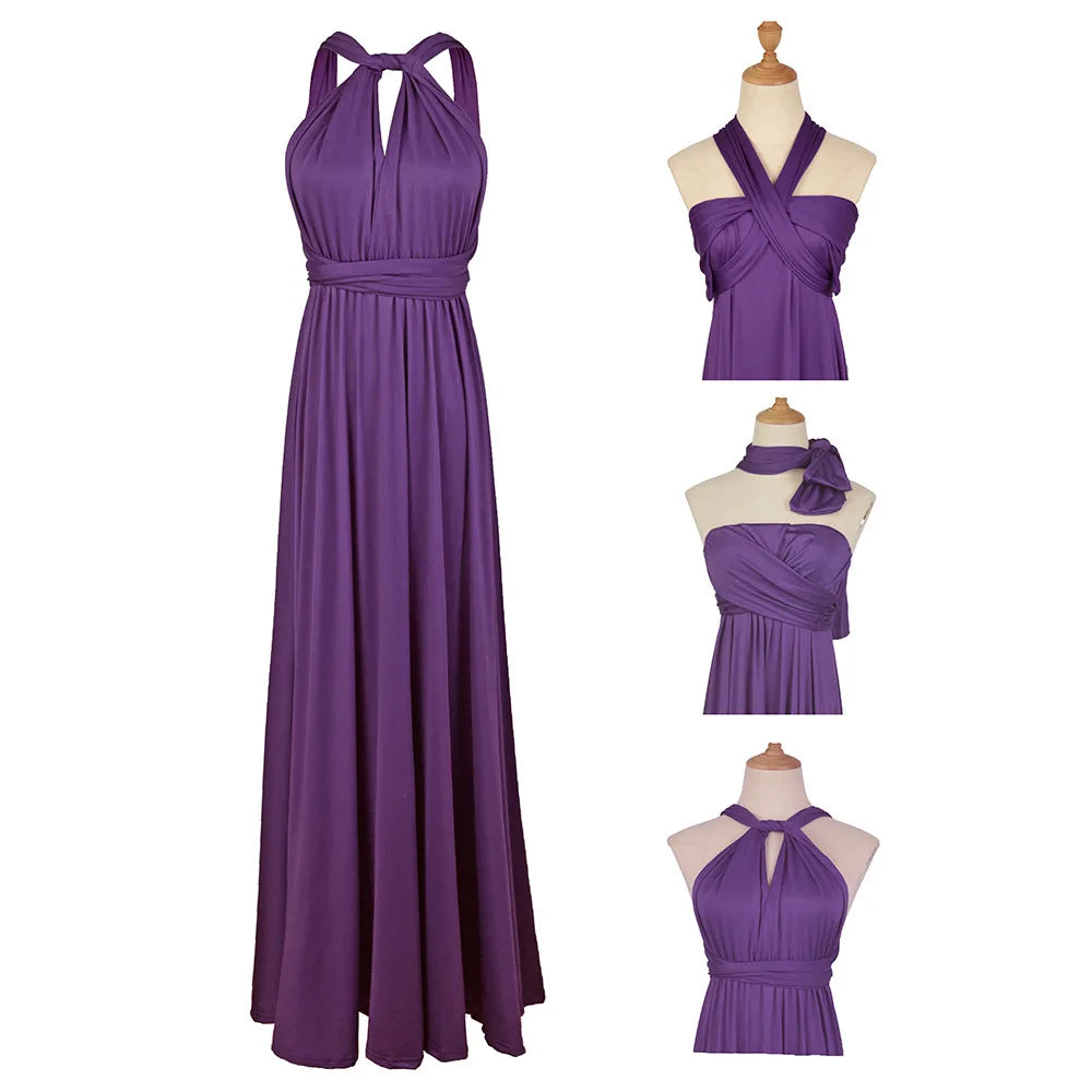 Formal Dress Women Elegant Evening Long Deep V Halter Dress Convertible Multi Way Wrap Maxi Grecian Dresses Wedding Party Dress