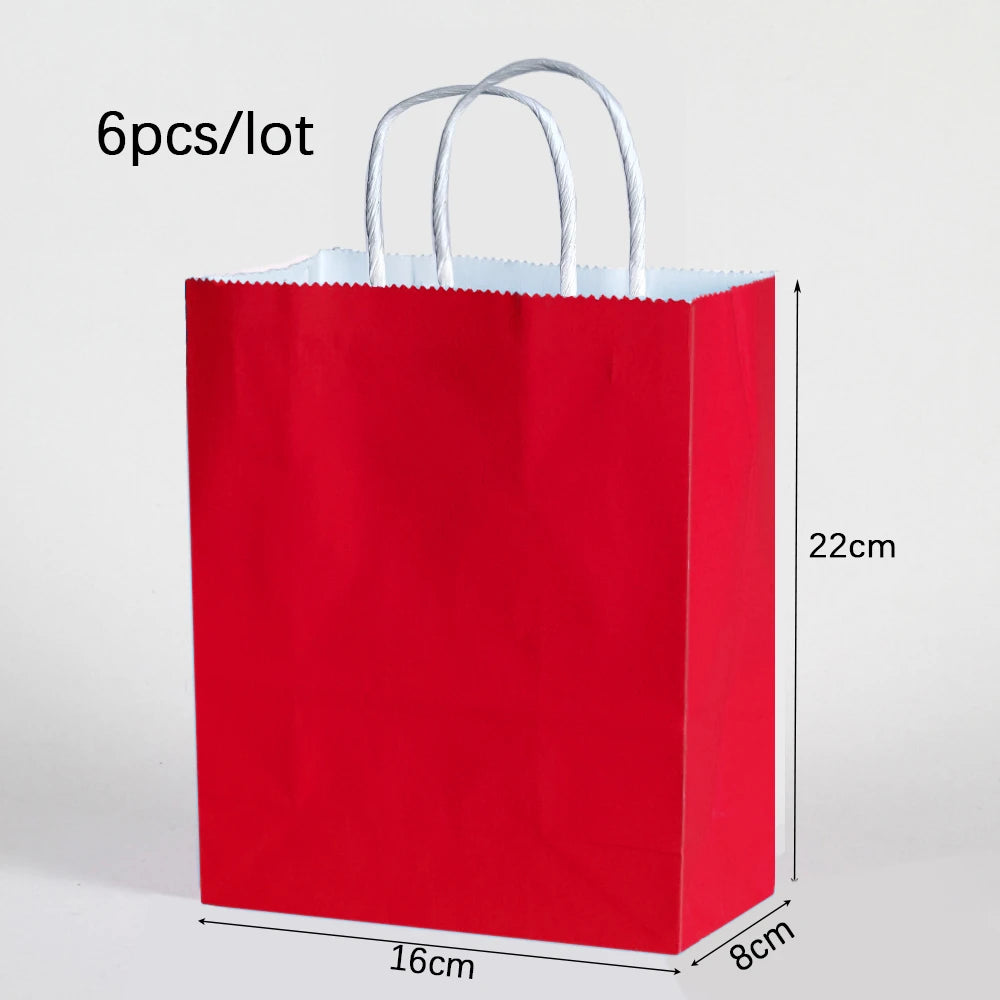 6pcs Macaron Paper Gift Bags Candy Gift Packaging Bags Kids Birthday Party Treat Bags Decoration Baby Shower Wedding Supplies