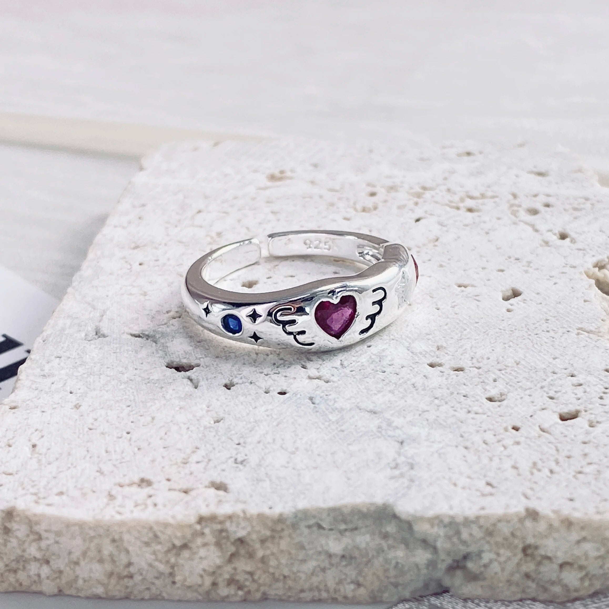PANJBJ 925 Sterling Silver Pearl Irregular Ring for Women Shell Overlapping Hollow Sweet Design Jewelry Gift Dropshipping