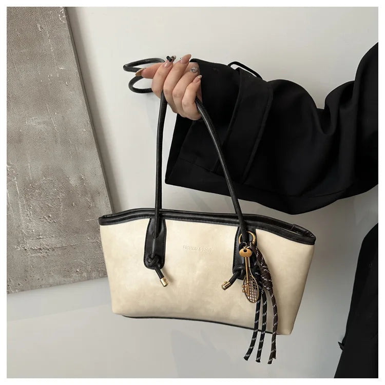 PU Leather Shoulder Bag for Women Y2K Trend 2025 Fashion Girls Handbags Large Capacity Female Crossbody Bag Retro Tote Bag