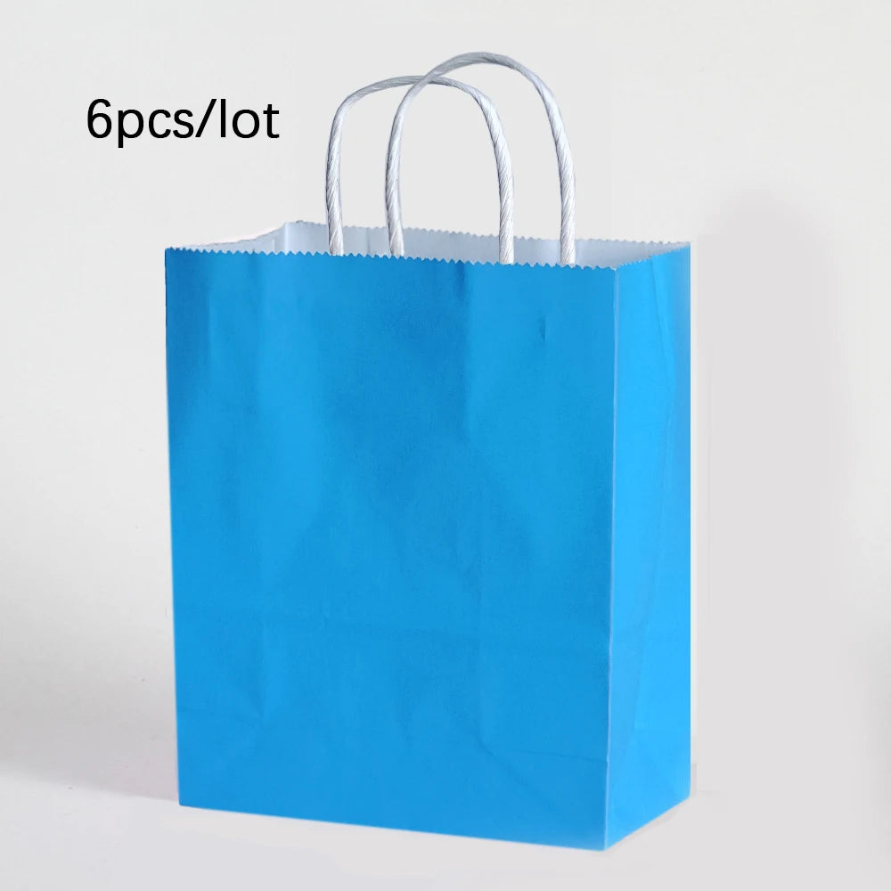 6pcs Macaron Paper Gift Bags Candy Gift Packaging Bags Kids Birthday Party Treat Bags Decoration Baby Shower Wedding Supplies