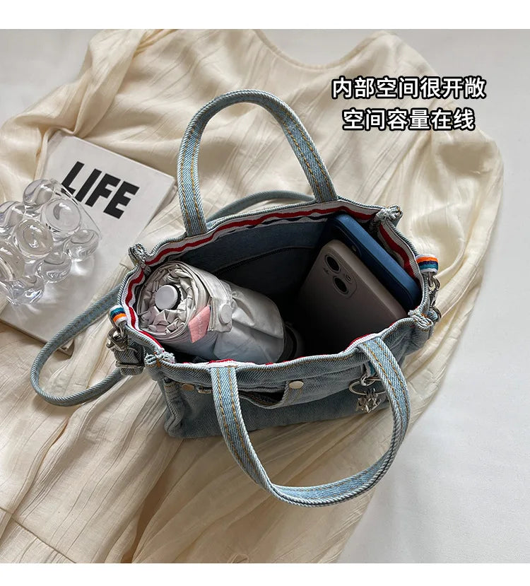 Ladies' Crossbody Bags Creative Retro Washed Denim Personalized Fashionable Verstaile Handbags High-quality Shoulder Bags Girl
