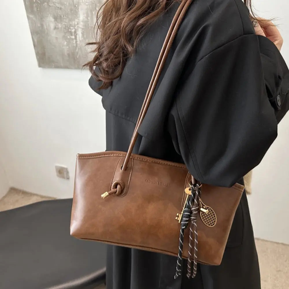 PU Leather Shoulder Bag for Women Y2K Trend 2025 Fashion Girls Handbags Large Capacity Female Crossbody Bag Retro Tote Bag