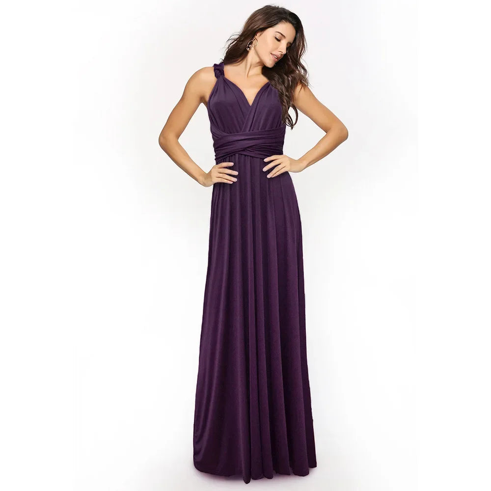 Formal Dress Women Elegant Evening Long Deep V Halter Dress Convertible Multi Way Wrap Maxi Grecian Dresses Wedding Party Dress