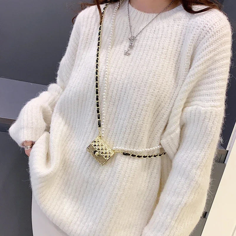 Mini Metal Shoulder Bags for Women Pearl Chain Crossbody Bag Designer Clothing Accessories Satchel Female Decorative Box Handbag