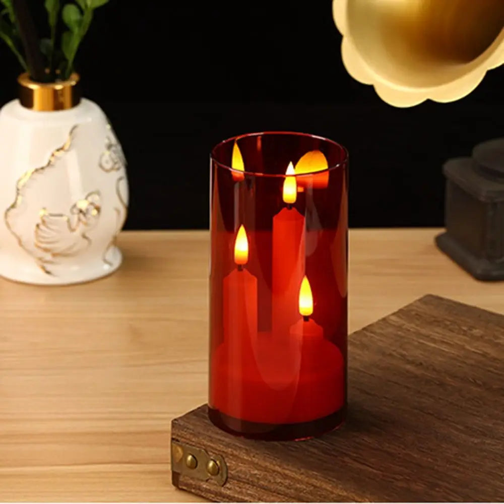 3 in 1 Design Flameless Taper Candles Transparent Lampshade Warm Light Flickering LED Candles Romantic Decorative