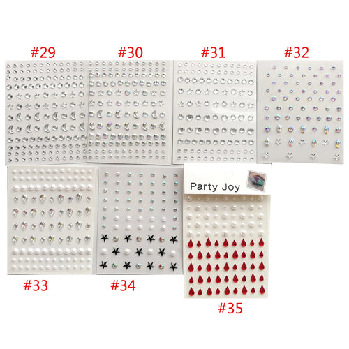 3D Eyes Face Makeup Temporary Tattoo Self Adhesive Beauty White Pearl Jewels Stickers Festival Body Art Decorations Nail Diamond