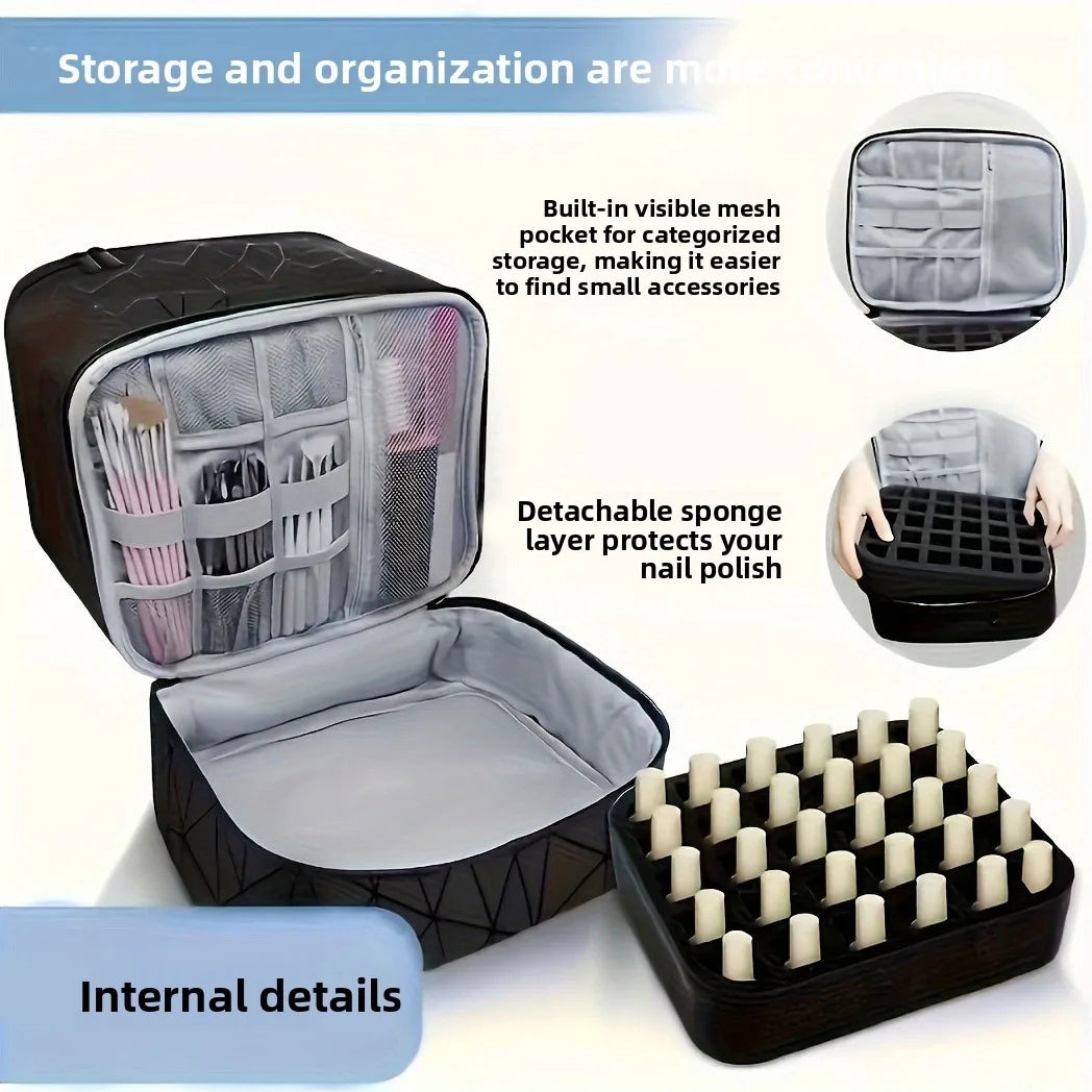 Cross-border explosion Double-layer storage Height cosmetic bag Large capacity portable toilet bag Cosmetic bag Nail polish stor