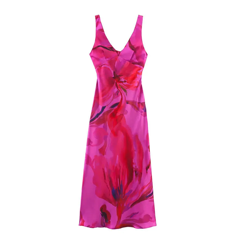 Fashion Printed Curling Edge Dresses Chic Irregular Neck Off Shoulder Open
