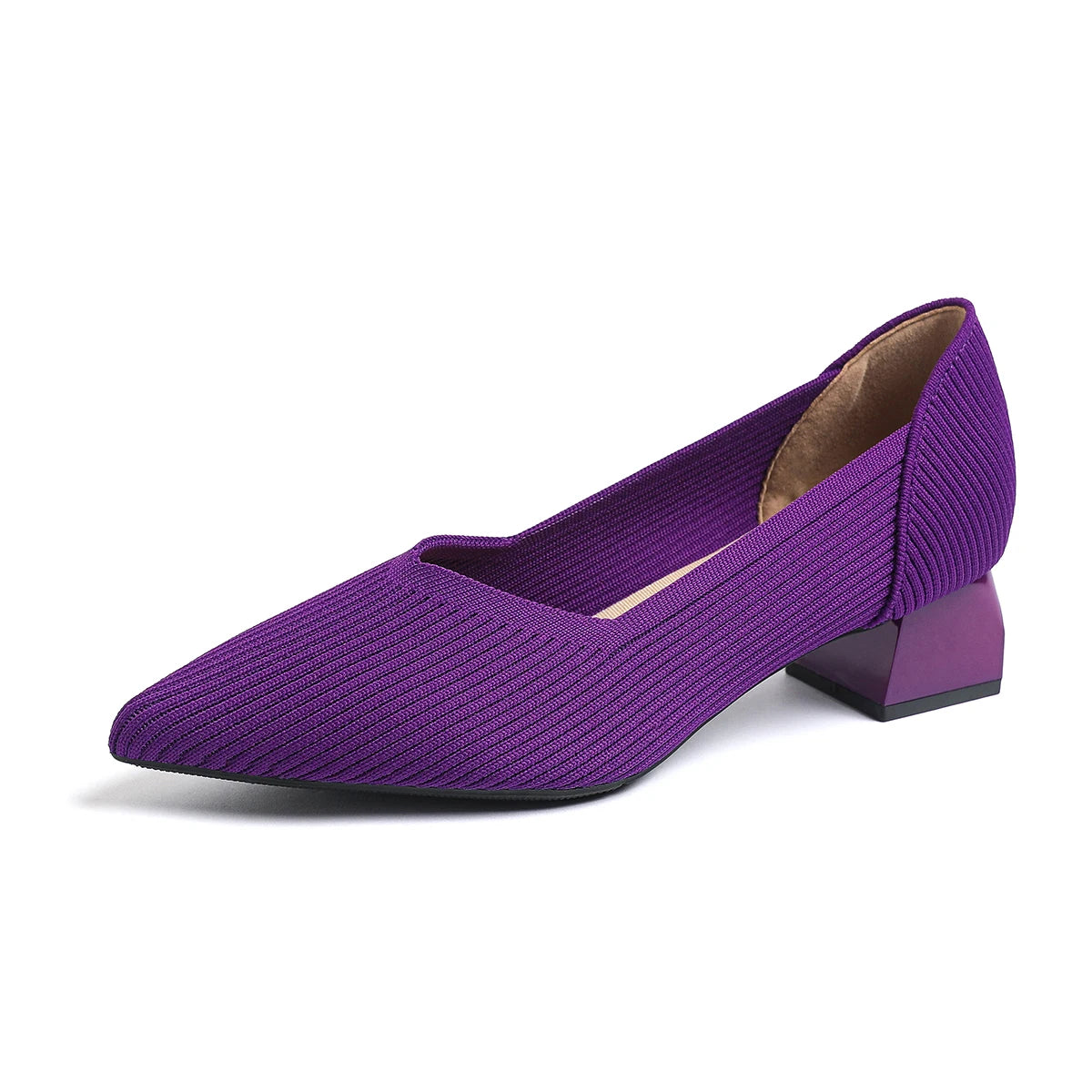 New Women's High Heels Large 42/43 Fashion Pointed Anti slip Rubber Bottom Knitted Breathable Shoes