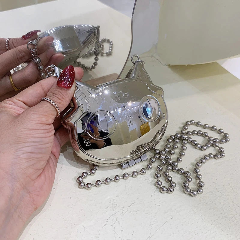 Mini Metal Shoulder Bags for Women Pearl Chain Crossbody Bag Designer Clothing Accessories Satchel Female Decorative Box Handbag