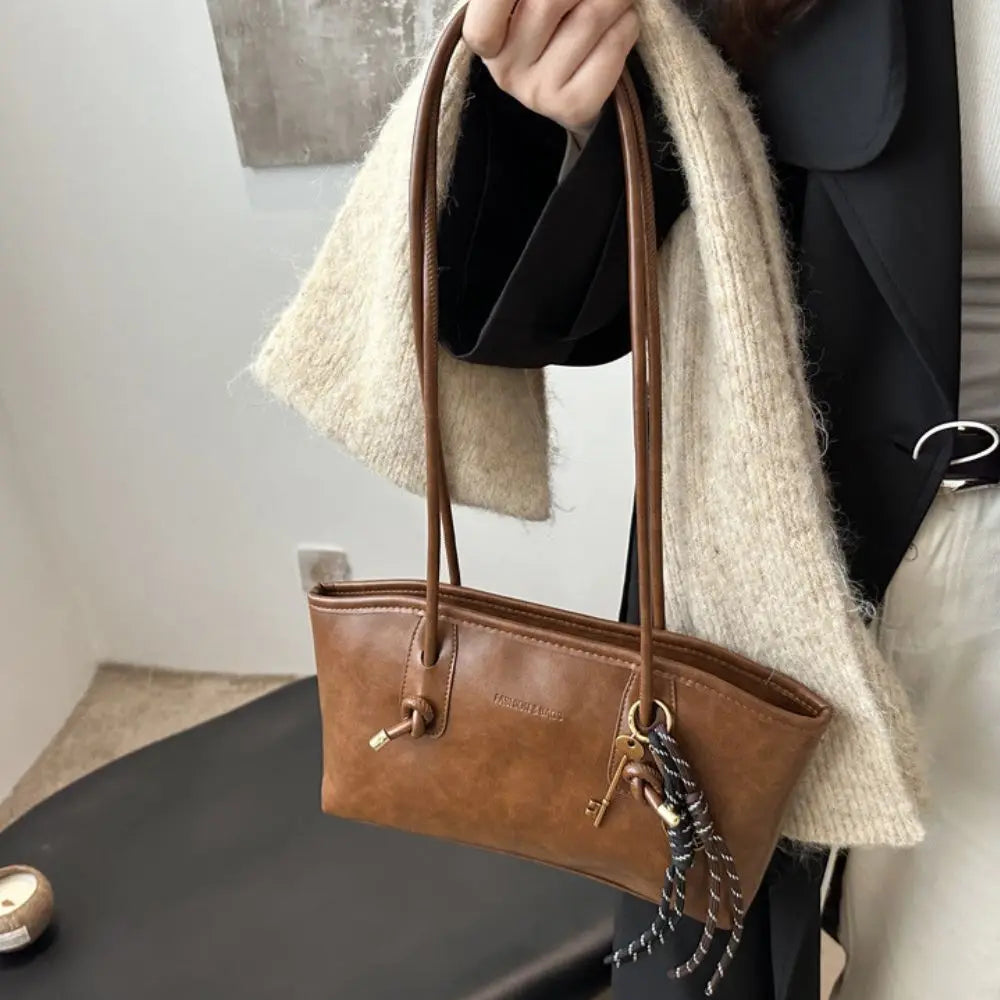 PU Leather Shoulder Bag for Women Y2K Trend 2025 Fashion Girls Handbags Large Capacity Female Crossbody Bag Retro Tote Bag