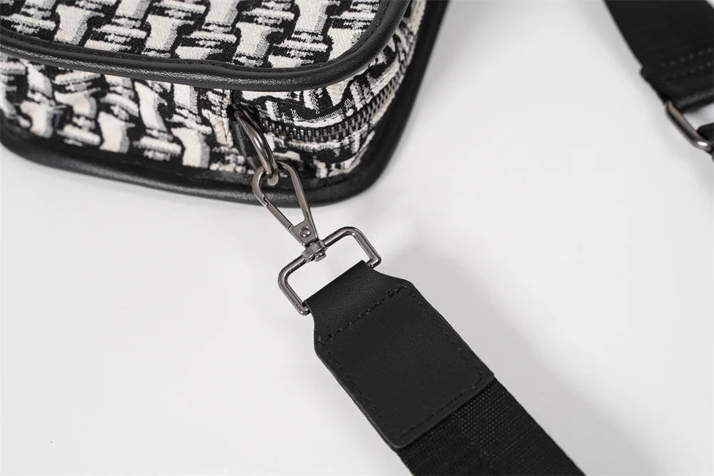 Fashion Men's Crossbody Bag Brand Designer Jacquard Canvas Crossbody Shoulder Bags For Men Small Square Shoulder Messenger Bag