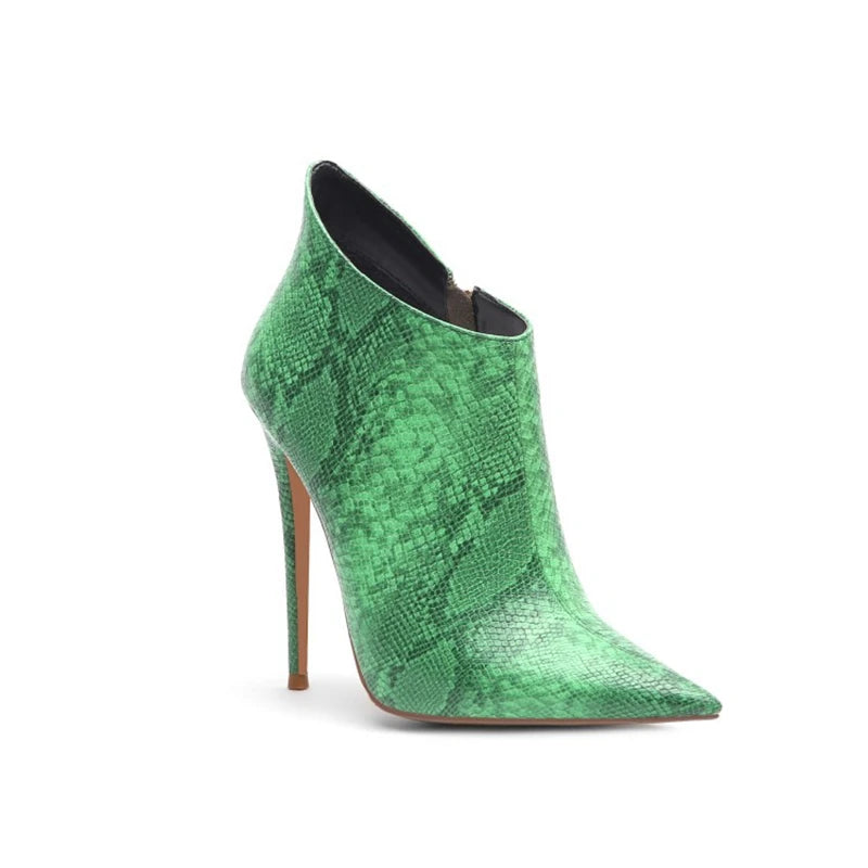 SIMLOVEYO 2021 Boots Snakeprint Thin High Heels Ankle Autumn bootie work shoes big size 45 B1397
