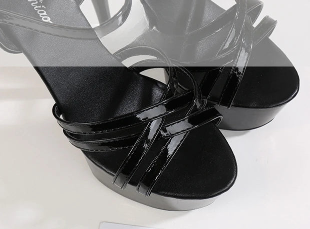 Women's summer multi-color sandals waterproof platform 15cm thick bottom fine heeled high heels