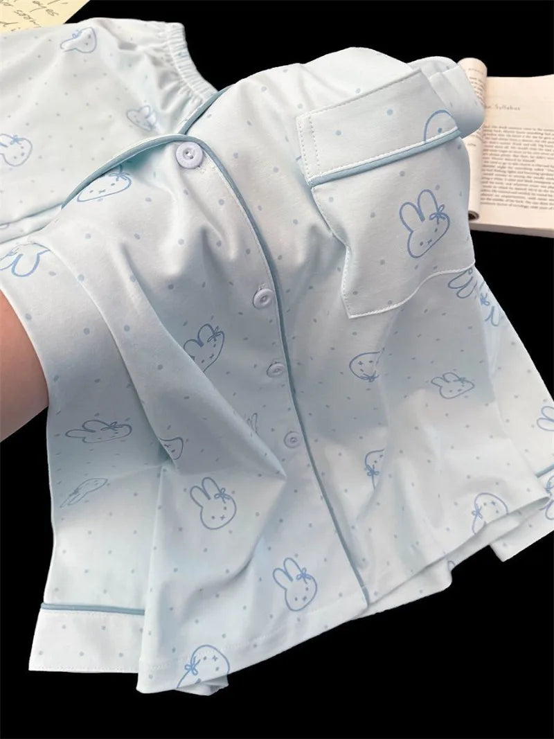 Cute Miffy Sleepwear Set for Women Soft Cotton Long Sleeve Pajamas with Adorable Rabbit Cozy Home Clothes Spring & Autumn