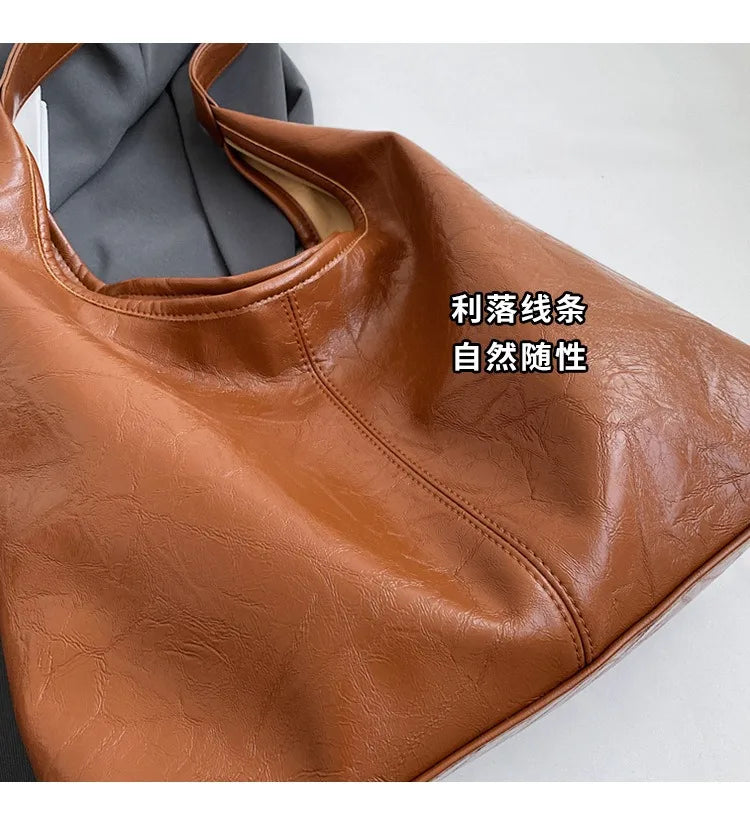 Soft PU Leather Shoulder Bag for Women Wedding Totes All-match Commuter Underarm Bag Bolso Mujer Fashion Large Capacity Handbag