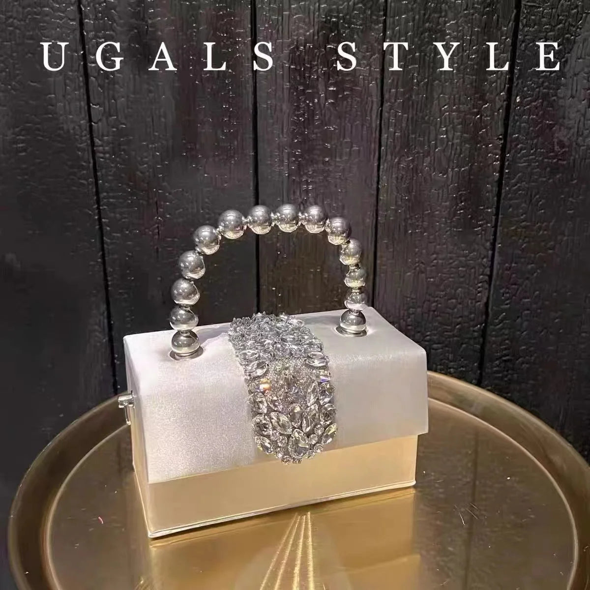 Luxury Designer Satin Square Box Crystal Shiny Diamonds Evening Bag Women's Handbag Wedding Party Clutch Purse Crossbody Bag