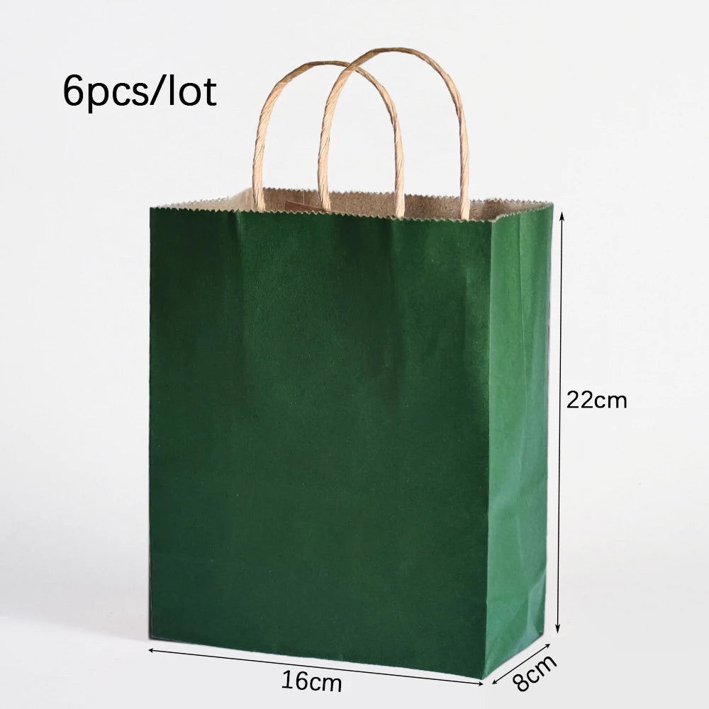 6pcs Macaron Paper Gift Bags Candy Gift Packaging Bags Kids Birthday Party Treat Bags Decoration Baby Shower Wedding Supplies