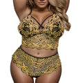 Women Plus Size Fashion Two Piece Sexy Lingerie Erotic Set Lace Sleepwear