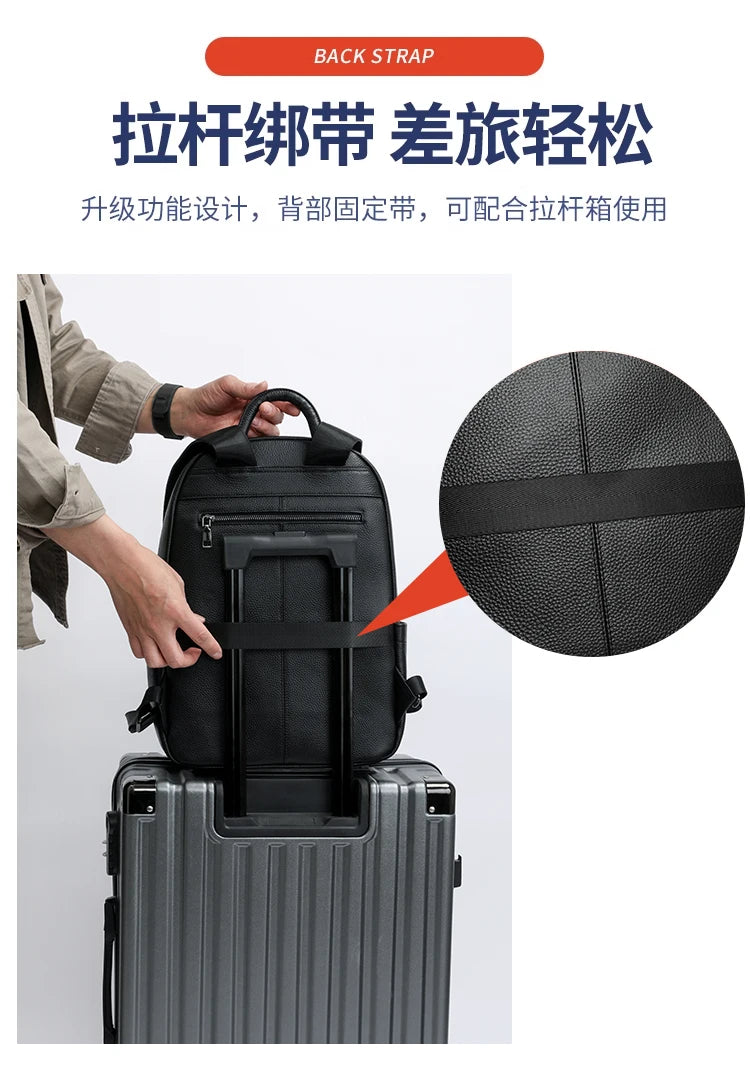 100% Genuine Leather Men Backpacks Natural Skin Leather Students Backpack Yong Boys College Backpack Shoolbag Travel Bags SAC