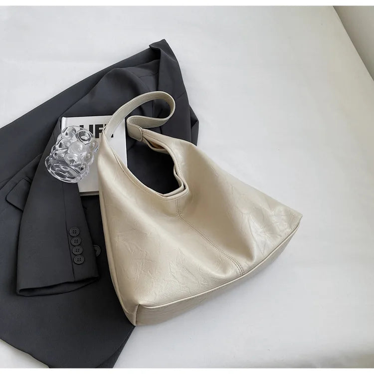 Soft PU Leather Shoulder Bag for Women Wedding Totes All-match Commuter Underarm Bag Bolso Mujer Fashion Large Capacity Handbag