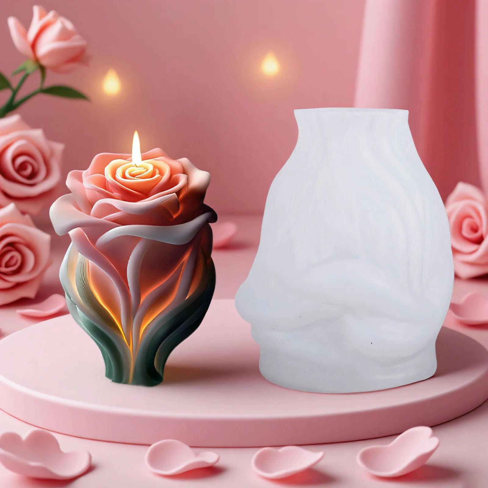 Rose Candle Silicone Mold for Wedding Valentine's Day Flower Aromatherapy Soap Ornament Gypsum Epoxy Resin Mold Home Decor