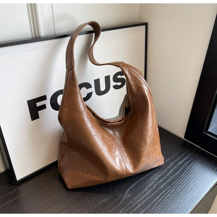 Soft PU Leather Shoulder Bag for Women Wedding Totes All-match Commuter Underarm Bag Bolso Mujer Fashion Large Capacity Handbag
